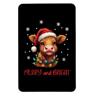 Magnet Flexible Highland Baby Cow Lumières de Noël