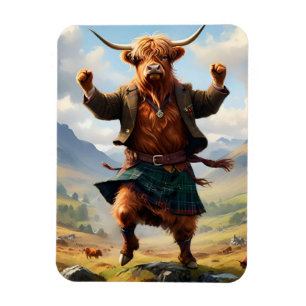 Magnet Flexible Highland Cow Dansant Le Highland Fling,