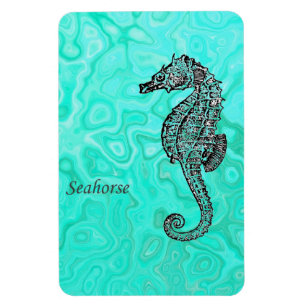 Magnet Flexible Hippocampe sur le motif de marbre de turquoise