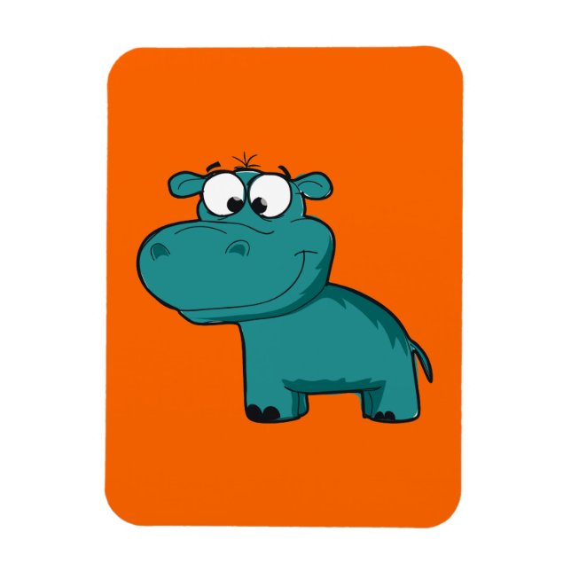 Magnet Flexible Hippopotame heureux bleu (Vertical)