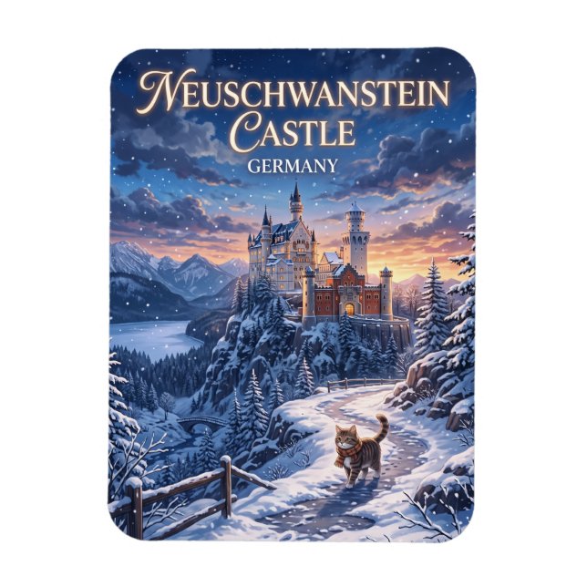 Magnet Flexible Hiver au château de Neuschwanstein en Allemagne (Vertical)