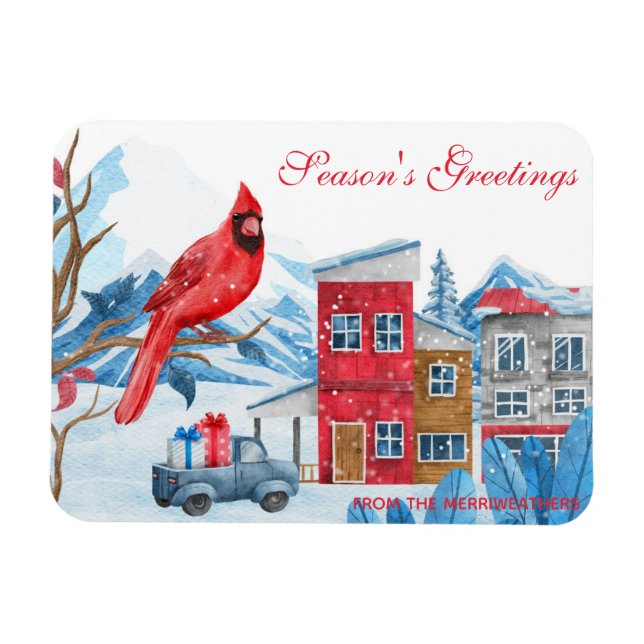Magnet Flexible Hiver Happyland aquarelle Illustration Noël (Horizontal)