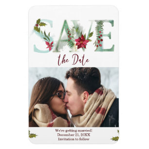 Magnet Flexible hiver noël enregistrer la date aimant photo