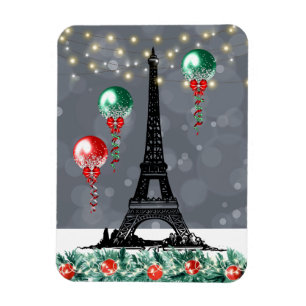 Magnet Flexible Hiver Tour Eiffel, Noël Balloons Nuit