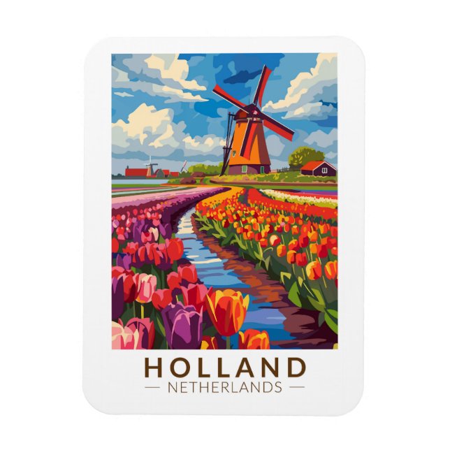 Magnet Flexible Holland Travel Art Vintage (Vertical)