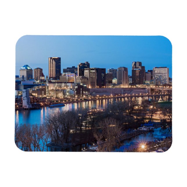 Magnet Flexible horizon de Saint-Paul et front de rivière la nuit (Horizontal)