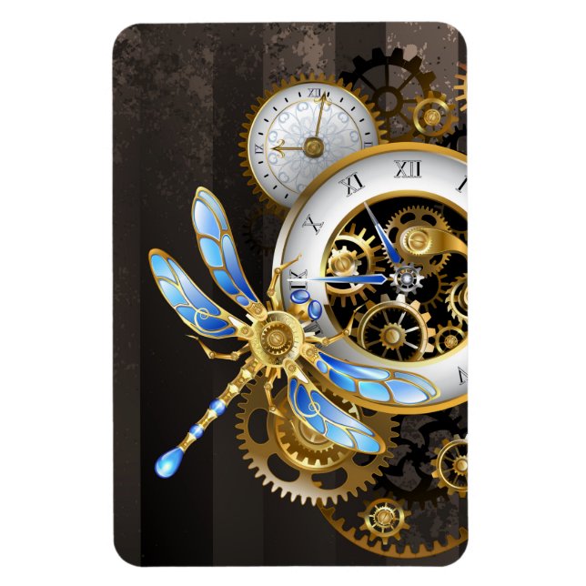Magnet Flexible Horloge à vapeur avec libellule mécanique (Vertical)