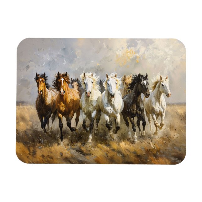 Magnet Flexible Horse Herd Galloping Mustang Peinture Flexible (Horizontal)
