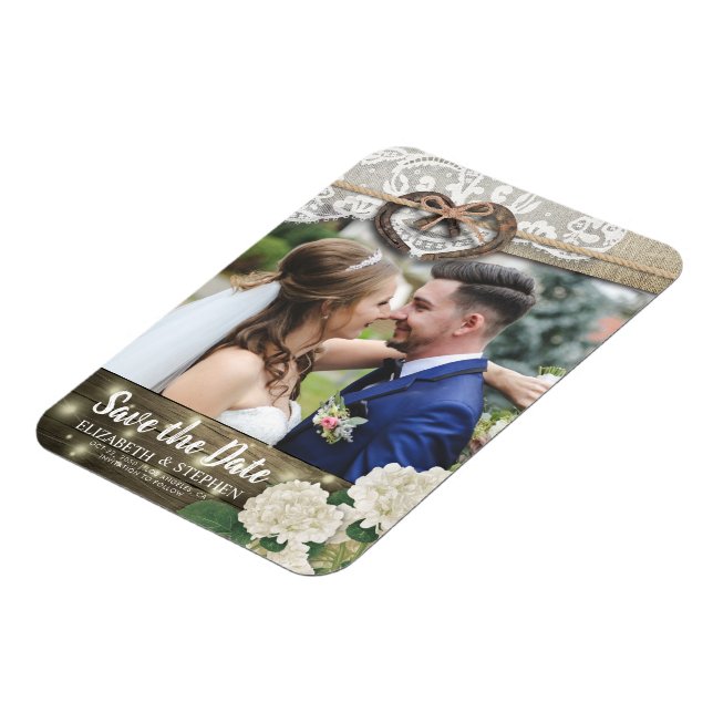Magnet Flexible Horseshoe Hydrangea Wedding Enregistrer La Date Ph (Côté Gauche)