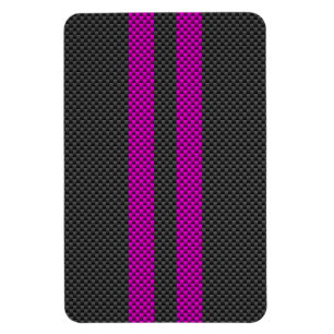 Magnet Flexible Hot Fuchsia Pink Racing Stripes Carbon Fiber Style