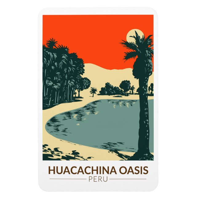 Magnet Flexible Huacachina Pérou Travel Art Vintage (Vertical)