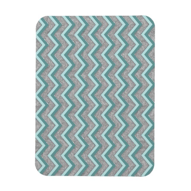 Magnet Flexible Huile d'argent et ZigZag Turquoise (Vertical)