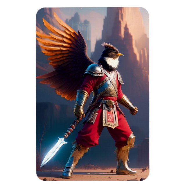 Magnet Flexible humanoïde d'oiseaux avec l'équipement de guerrier  (Vertical)
