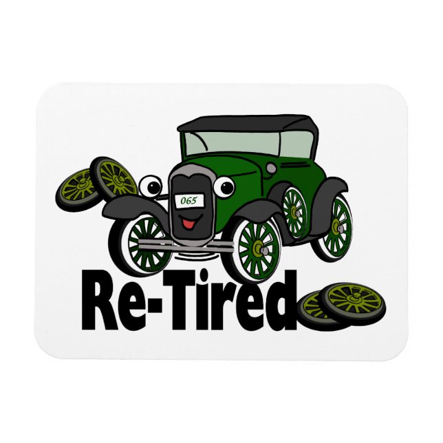 Magnet Flexible Humour de voiture d'antiquité Re-Tired (Horizontal)