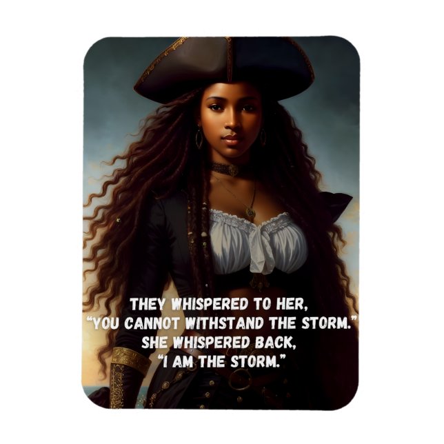 Magnet Flexible I Am the Storm Black Woman Pirate Art (Vertical)