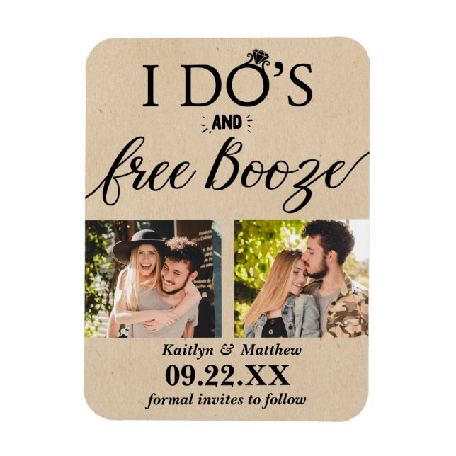 Magnet Flexible I Do's & Free Booze Modern Wedding Enregistrer la  (Vertical)