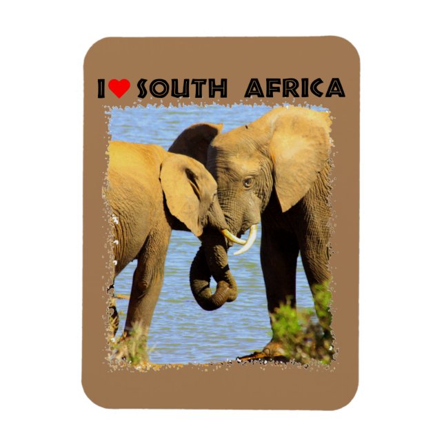 Magnet Flexible I Heart Afrique du Sud éléphants amoureux (Vertical)