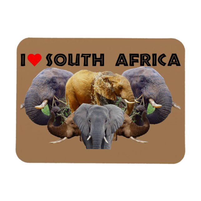 Magnet Flexible I Heart Afrique du Sud Emblème des éléphants (Horizontal)