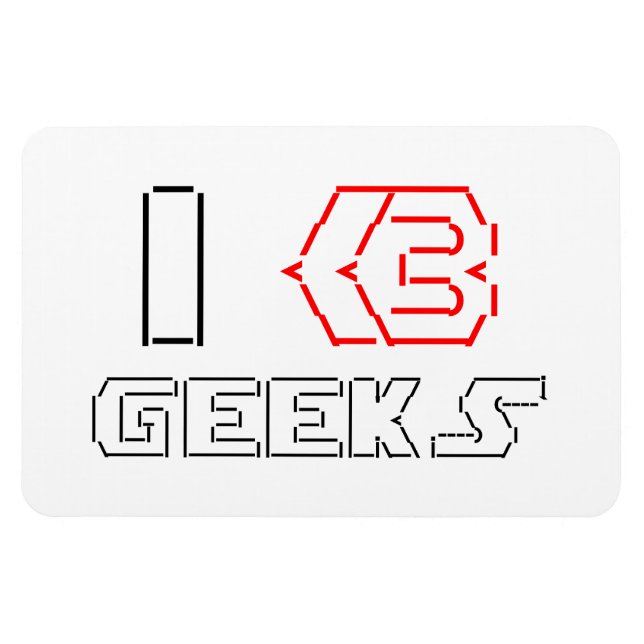 Magnet Flexible I Heart Geek ASCII ART (Horizontal)