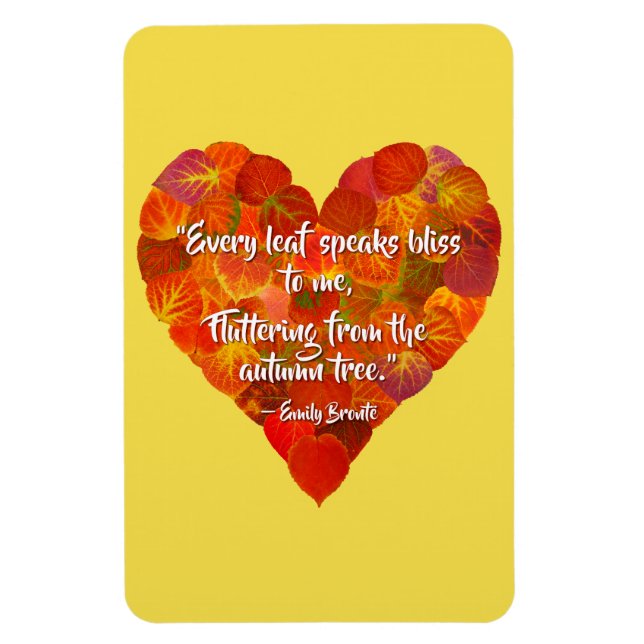 Magnet Flexible I Love Automne—Rouge Aspen Leaf Heart 1, Citation  (Vertical)