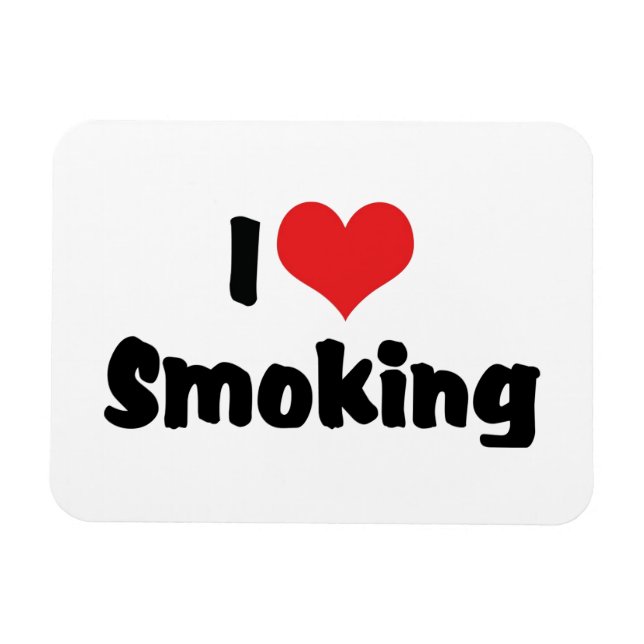 Magnet Flexible I Love Coeur Fumer - Tabac Fumeurs de cigarettes (Horizontal)