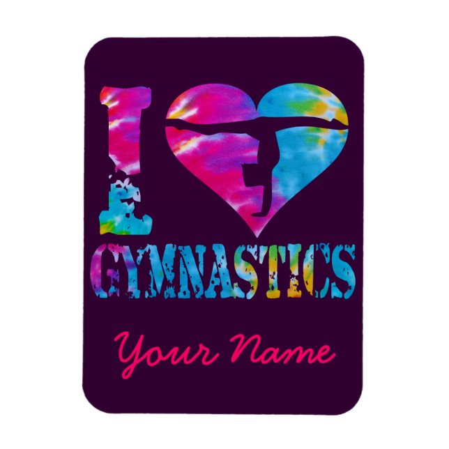 Magnet Flexible I Love Gymnastique Tie Dye Heart Handstand (Vertical)
