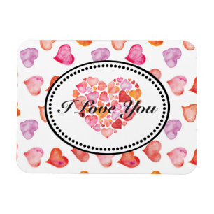 Magnet Flexible I Love You Watercolor Hearts