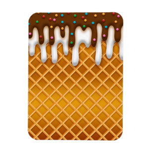 Magnet Flexible Ice Cream Drip Gaufle Cone Chocolate And Vanilla