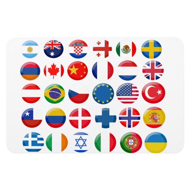 Magnet Flexible Icônes des pays définies (Horizontal)