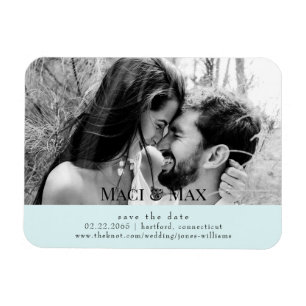 Magnet Flexible Icy Blue B/W Couple Photo II Mariage Enregistrer l