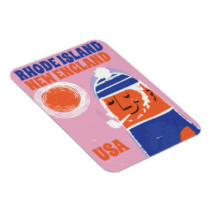 Magnet Flexible Île de Rhode, poster vintage de pêcheur de la