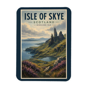 Magnet Flexible Île de Skye Écosse Paysage Voyage Art Rétro
