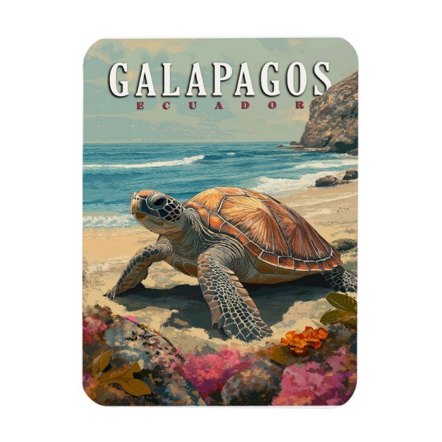 Magnet Flexible Îles Galapagos Tortue géante Voyage (Vertical)