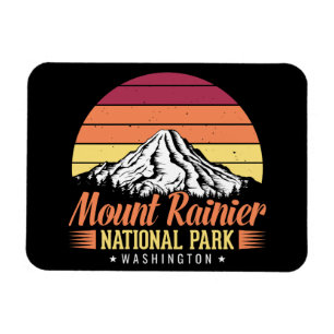Magnet Flexible Illustration colorée rétro du mont Rainier