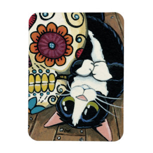 Magnet Flexible Illustration de crâne de chat et de sucre de