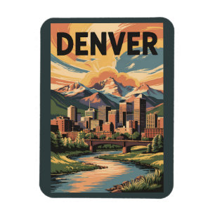 Magnet Flexible Illustration de Denver Colorado Coucher de soleil