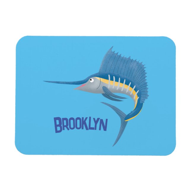 Magnet Flexible Illustration de dessin animé amusant d'espadon voi (Horizontal)