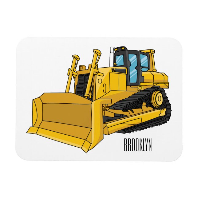 Magnet Flexible Illustration de dessin animé Bulldozer (Horizontal)