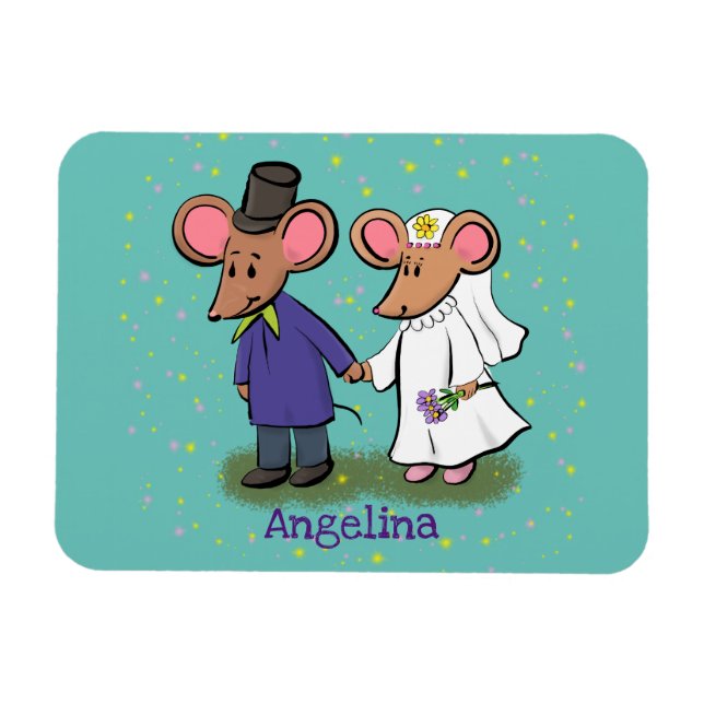 Magnet Flexible Illustration de dessin animé d'un couple de souris (Horizontal)