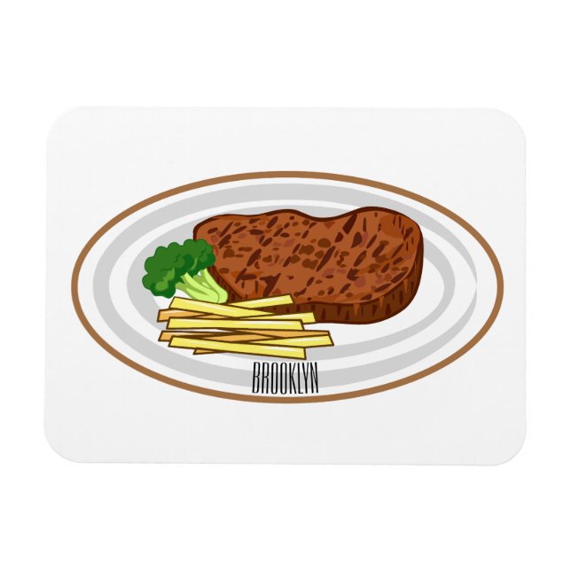 Magnet Flexible Illustration de dessin de steak (Horizontal)