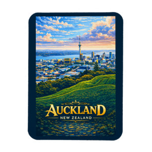 Magnet Flexible Illustration de la skyline d'Auckland Nouvelle-Zél