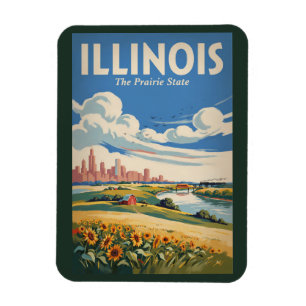 Magnet Flexible Illustration de la skyline de Chicago dans l'Illin
