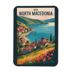 Magnet Flexible Illustration de la skyline de Macédoine du Nord Ar