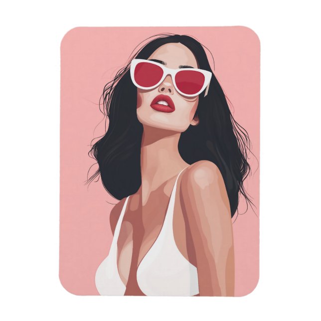 Magnet Flexible Illustration De Mode Femme Design Avec Lunettes De (Vertical)