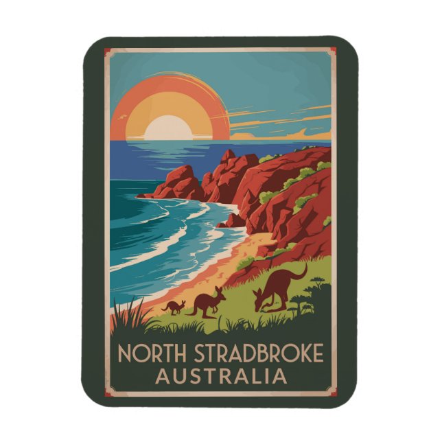 Magnet Flexible Illustration de North Stradbreak Island Kangaroos (Vertical)