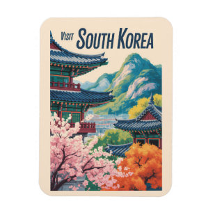Magnet Flexible Illustration de paysage de Corée du Sud Art de voy