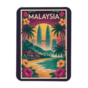 Magnet Flexible Illustration de paysage malaisien Art de voyage vi