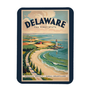 Magnet Flexible Illustration de phare du Delaware Art de voyage ré