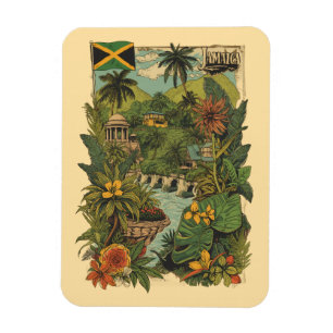 Magnet Flexible Illustration de voyage à la Jamaïque de style vint