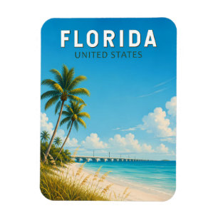 Magnet Flexible Illustration de voyage artistique vintage de Flori